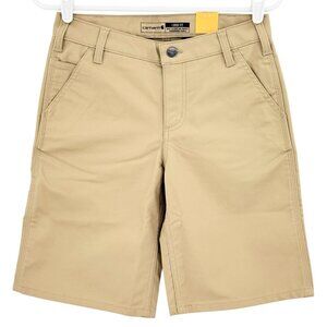 NWT Carhartt Women's Rugged Flex Outdoor Tan Canvas Work Shorts Size 2 Inseam 10